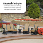 LuxCraft 5' Adirondack Glider with fold Down Console (Weatherwood on Chestnut Brown)