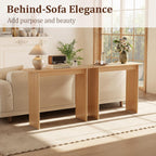 AQIMUELE Natural Console Table Thin Rubberwood Minimalist Mid-Century Style | Stable and Sturdy 11.8" D x 39.4" W x 31.5" H for Entryway/Sofa Back