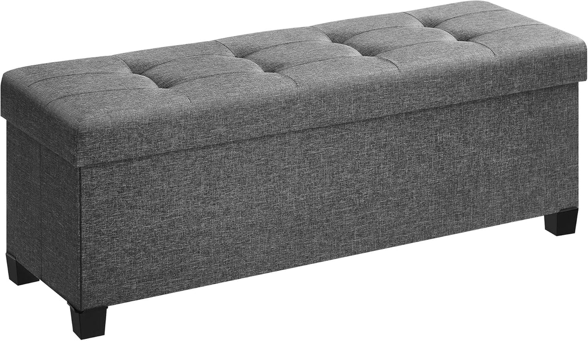 SONGMICS Storage Ottoman Bench, Foldable Foot Rest with Legs | End of Bed Bench, Storage Chest, 43.3 x 15 x 15.8 Inches, Load up to 660 lb, Slate Gray, MELISA Collection ULSF018G01