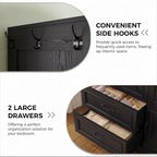 LIKIMIO Armoire Wardrobe Closet with 4 Doors and Drawers, Black