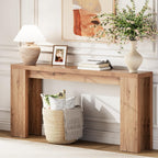 karlott 70.9" Extra Long Console Table, Farmhouse Entryway Table, Brown | Thickened Base Wooden Sofa Table, Behind Couch Table, Farmhouse Accent Table, Suitable for Hallway, Entrance and Living Room