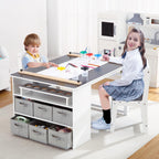IDEALHOUSE 4-in-1 Kids Art & Study Table Chair Set, Multifunctional Toddler Wooden Activity Desk with Storage Bins, Paper Roll & Organizer for Crafts, Drawing, Learning and Play | Multifunctional Toddler Wooden Activity Desk with Storage Bins, Paper Roll