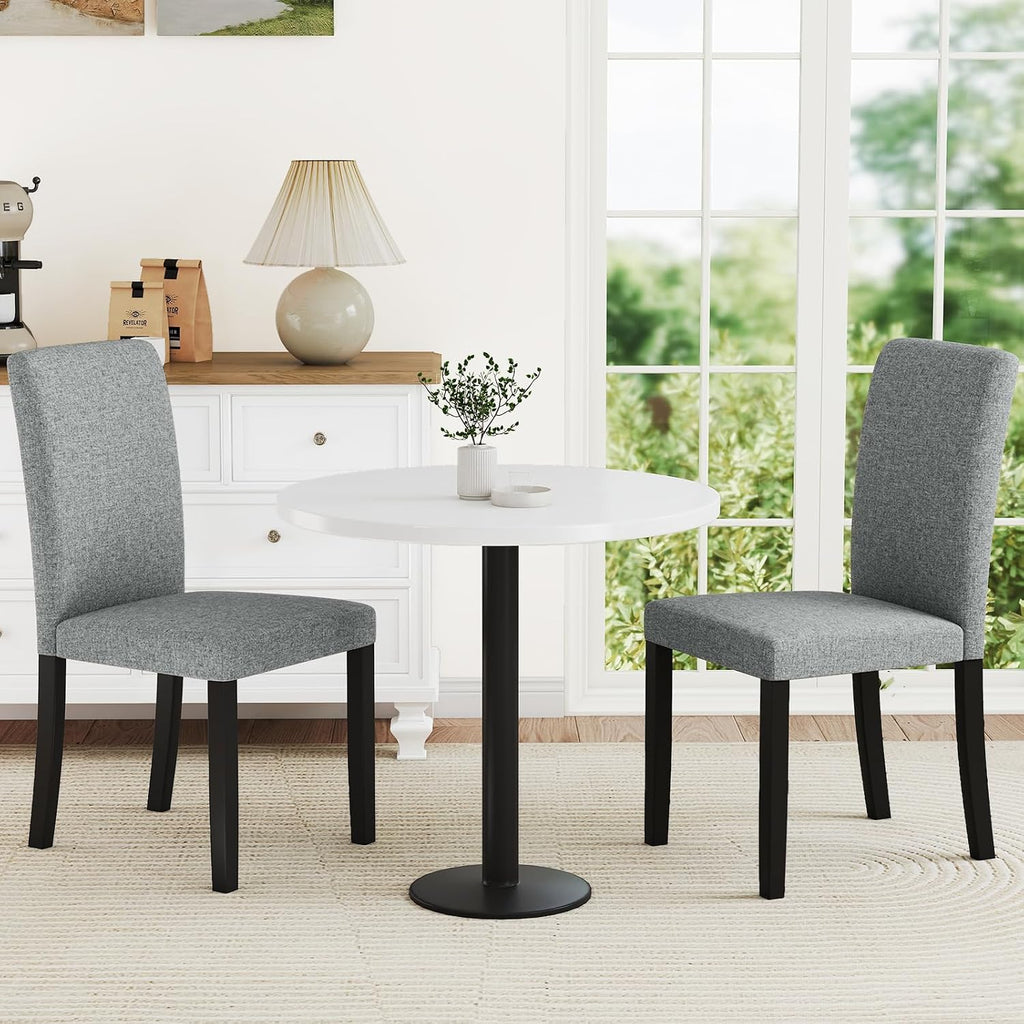 Giantex Upholstered Dining Chairs Set of 4, Mid-Century Modern Fabric Parson Chair w/Rubber Wood Legs, Thick Padded Seat, High Back, Armless Kitchen Side Chairs for Living Dining Room Restaurant