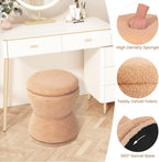 EazeHome Round Ottoman with Storage, Swivel Boucle Ottoman Vanity Stool, Upholstered Footstool with Storage Removable Lid, Modern Round Footrest Coffee Table for Living Room, Dorm, Makeup Room, Coral