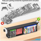 Video Game Disc Rack Tower Storage Holder Stand Universal for PS5/PS4/XBOX One/Series/NS Game, Game Organizer Shelf Display Stand for Wall Mount/Desk/Floor with Controller Holder Sega Genesis Consoles