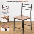 Fenbeli 3 Piece Dining Table Set - Small Kitchen Table & Chair Sets for 2, Breakfast Table Set w/Steel Frame, Built-in Storage Rack for Dining Room, Living Room, Apartment (Brown, Small)