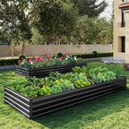 10×3×1FT(2PCS) Galvanized Raised Garden Bed Kit, Metal Planter Boxes，Large Outdoor Planters Garden for Planting Vegetables,Flowers,Herbs -Black