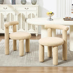 Modern Sherpa Dining Chairs Set of 4, Armless Upholstered Barrel Kitchen Chairs with Backs Comfy Accent Side Chair for Living Room, Dining Room, Reception, Camel
