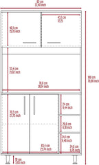 FM FURNITURE Colorado Pantry Cabinet with Three Small Open Shelves and One Cabinet, Color White. for Kitchen Room