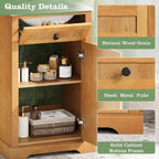 JIVOIT 20" Bathroom Vanity with Integrated Ceramic Sink, Wood Bathroom Cabinet with Adjustable Shelf, Soft-Closing Door, Solid Wood Bottom Frame for Small Space