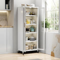 6 Tier 63" Kitchen Appliance Storage,Appliance Cabinet,Bakers Rack with Doors with Transparent Flap Door Design Kitchen Storage Shelves,Microwave Stand for Dining Room White