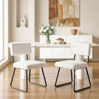Dining Chairs Set of 2, Upholstered Velvet Dining Room Chairs Kitchen Chairs with Thick Cushion, Soft Backrest, Metal Legs, Modern Accent Side Chair for Home Living Room Bedroom, White