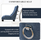 adochr Dining Chairs Set of 6, Upholstered Fabric Dining Room Chairs with Nailhead High Back & Ring Pull & Wooden Legs, Mid-Century Modern Kitchen Chairs for Restaurant, Living Room, Navy Blue