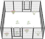 FXW Garden Fence Outdoor for The Yard – 45in(H) x 36.4ft(L) Heavy Duty Metal Animal Barrier for Dog and Rabbit, Decorative Dog Fence, 16 Panels, Black