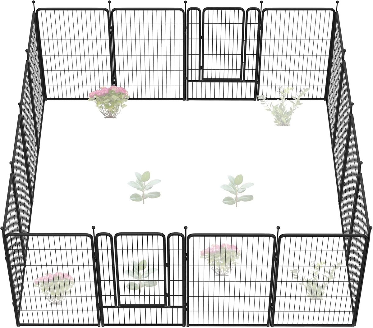 FXW Garden Fence Outdoor for The Yard – 45in(H) x 36.4ft(L) Heavy Duty Metal Animal Barrier for Dog and Rabbit, Decorative Dog Fence, 16 Panels, Black