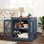 Joaxswe Farmhouse Coffee Table Set 3, End Table and Coffee Table | Blue 24'' Side Table with Charger and Coffee Table with Hidden Storage Organizer, Center Table Set for Living Room,Office