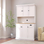 LUMISOL 71" Kitchen Pantry Storage Cabinet with Microwave Oven Countertop, Freestanding Hutch Cabinet with Adjustable Shelves, 6 Doors and 1 Drawer, White
