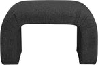 Meridian Furniture 169Black Niagara Collection Modern | Contemporary Boucle Fabric Upholstered Bench with Rich Black Boucle Fabric, Curved Contemporary Design, 28" W x 15.5" D x 17.5" H, Black
