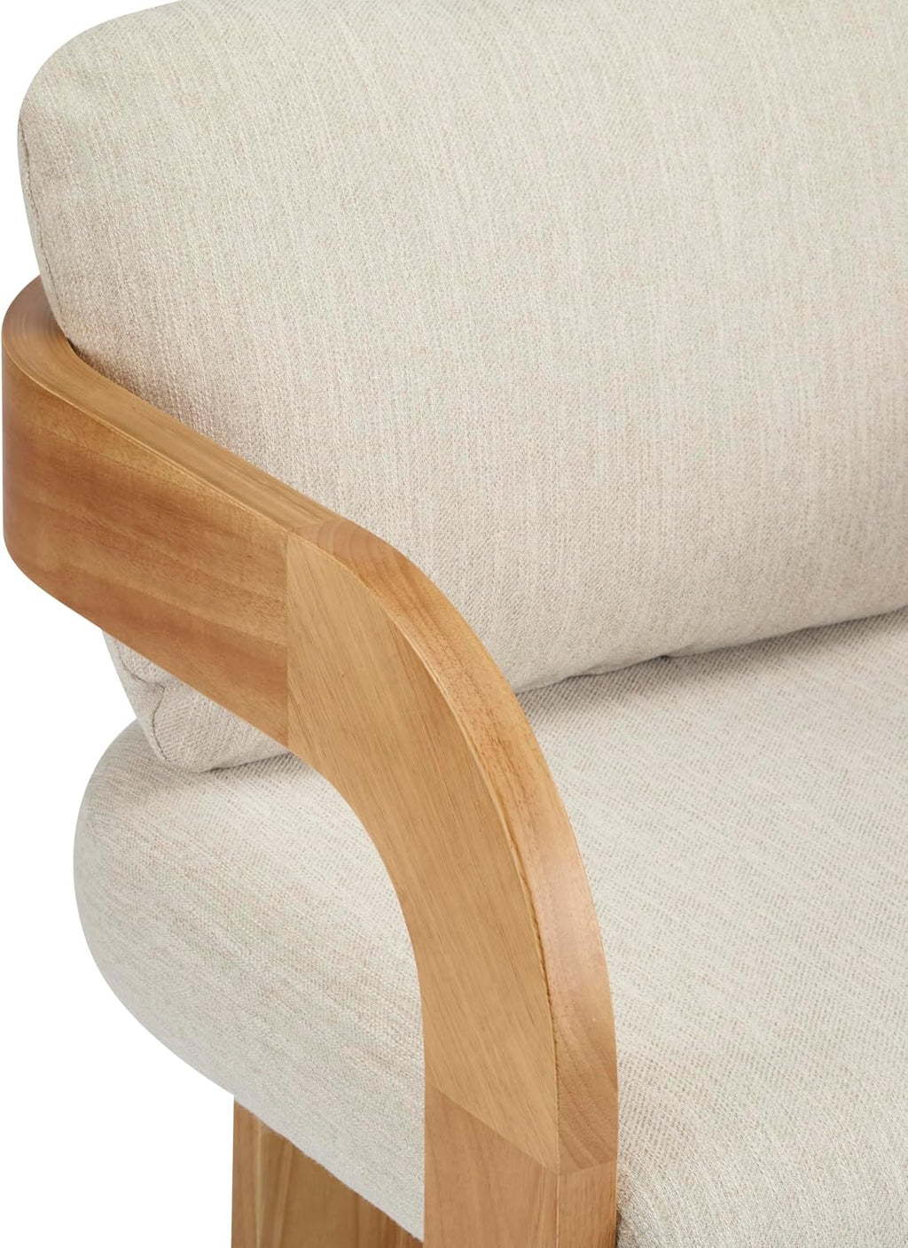 Christopher Knight Home Yorick Modern Dining Chair Set of 2 with Cushion, Solid Wood Dining Room Armchair Set, Curved Backrest Kitchen Side Chair, Living Room Comfy Extra Seat, Natural+Beige