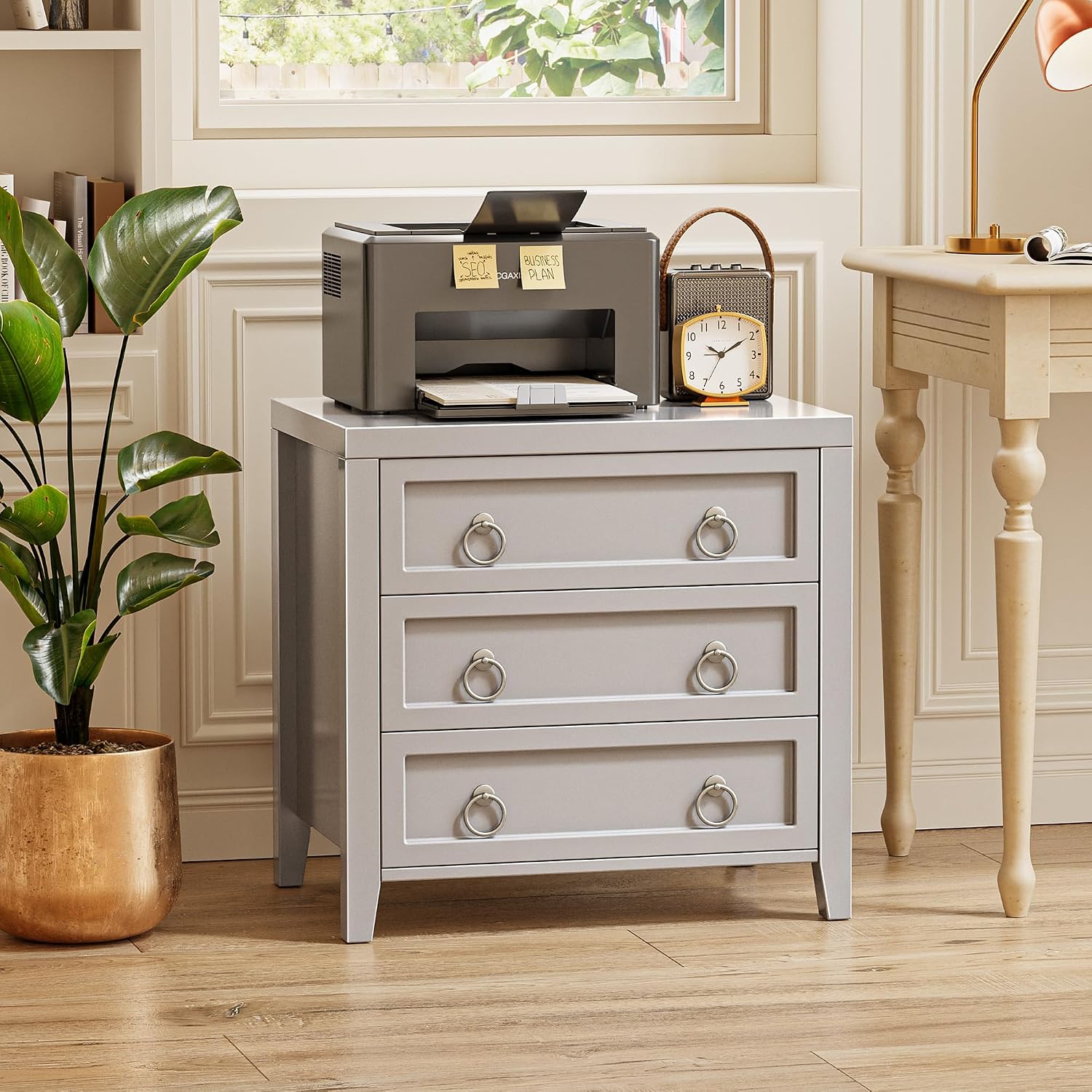 Huuger Paint Night Stand with Charger Station, 3 Drawer Nightstand Set of 2