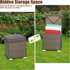 DORTALA Outdoor Storage Ottoman Wicker 2 Piece, Patio Ottomans PE Rattan Foot Rest Footstool with Cushions for Couch, Chair, Grey