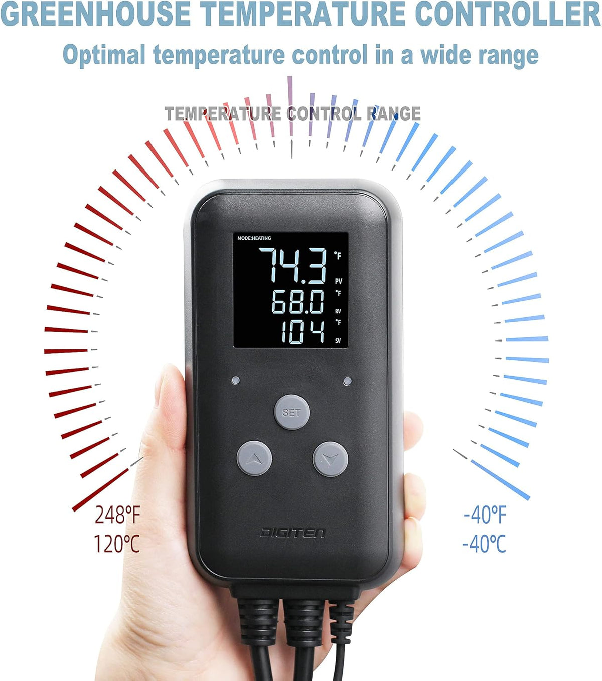 DIGITEN Heat Mat Thermostat Waterproof Temperature Controller DTC315 Greenhouse Aquarium Plug in Thermostat for Seedlings 15A Reptiles Temperature Controller Outlet