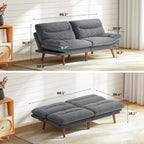 Marsail 66" Futon Sofa Bed, Convertible Corduroy Futon Couch with Adjustable Backrest & Armrests, Small Sleeper Sofa Loveseat for Living Room, Apartment, Office, Light Gray