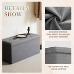 30 Inches Ottoman with Storage, Folding Ottoman Bench Set, Storage Bench for Bedroom, Chest for Entryway, Living Room, Support 500LBS Grey