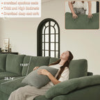 EASE MOOSE Green Sectional Modular Sofa, Oversized Deep Seat Cloud Couch