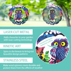 Wind Spinner Yard Art Garden Decor 3D Stainless Steel Metal Sculptures Owl Kinetic Hanging Whirligig Decorations Backyard Outside Indoor Outdoor Patio and Lawn Ornaments Clearance Sun Catcher Windmill