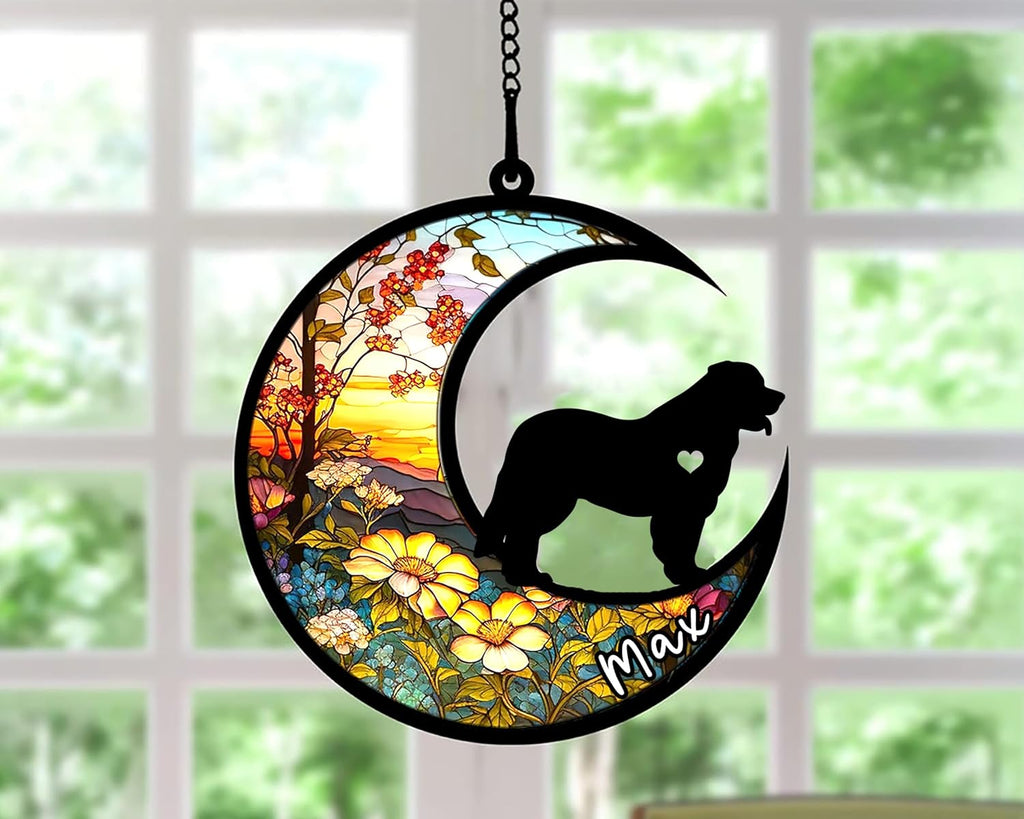 Personalized Dog Memorial, Custom Name Leonberger Dog Christmas Ornament with Name, Custom Breeds, Pet Loss Light Catcher, Gifts for Lovers Loss of Pet Sympathy on Mothers Day Christmas