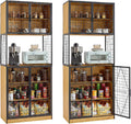 VECELO 72in Tall Kitchen Pantry Cabinet Set of 2 with Doors and Shelves, Large Freestanding Storage Cupboard with Countertop Hutch, Oak