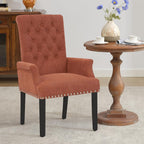 adochr Dining Chairs with Arms,Linen High Back Dining Room Chairs, Orange | Upholstered Accent Armchair with Solid Wood Legs & Nailhead Trim for Kitchen Living Room, 500 LBS Capacity