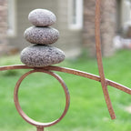 Zen Garden Spinner Kinetic Wind Sculpture | Balanced Arch Yard Decor with Rock Cairn and Stake | Relaxing Metal Art Wind Vane | Large | Handmade in The USA