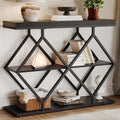 Garvee 3 Tier Console Table with Open Wood Shelves,39" Industrial Entryway Table,Sofa Table,Narrow Wood Accent Tables with Metal Frame for Hallway,Living Room,Behind Couch,Foyer,Entrance,Black