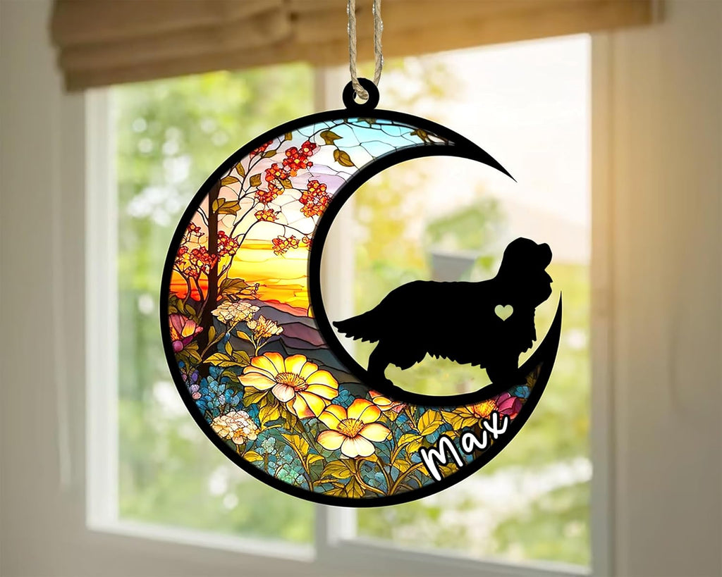 Personalized Dog Memorial, Custom Name Cavalier King Charles Spaniel Dog Christmas Ornament, Custom Breeds, Pet Loss Light Catcher, Gifts for Lovers Loss of Pet Sympathy on Mothers Day Christmas