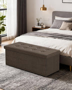 GLAXYFUR 43 Inches Folding Storage Ottoman Bench, Storage Chest, Brown | Ottoman Foot Rest, End of Bed Bench, Load 660 lb, Storage Box for Living Room, Bedroom, Entryway