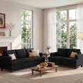 Apicizon Loveseat & 3 Seater Sofa Sets, 89" Couch Sofa Set for Living Room Furniture, 2 Piece Modern Sleeper Sofa with Deep Seat Cloud Couch for Apartment Lounge, Black Corduroy
