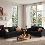 Apicizon Loveseat & 3 Seater Sofa Sets, 89" Couch Sofa Set for Living Room Furniture, 2 Piece Modern Sleeper Sofa with Deep Seat Cloud Couch for Apartment Lounge, Black Corduroy