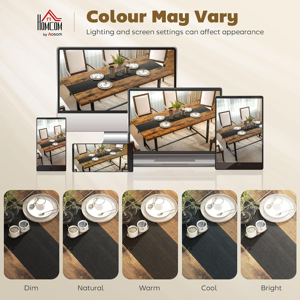 HOMCOM Industrial Dining Table for 8 People, 70.9" Long Rectangular Kitchen Table with Large Tabletop and Steel Legs for Dining Room, Rustic Brown