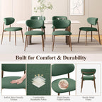 MALOL Upholstered Dining Room Chairs Set of 2, Kitchen Chairs with Metal Legs and Anti Slip Pads, Curved Back Dining Chair for Home and Restaurant Use, Green