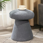 Homebeez Mushroom Ottoman Foot Stool, 18 inch Teddy Fleece Small Footrest, Round Sherpa Pouf for Living Room, Bedroom, Cute Modern Accent Seating, Slate Gray