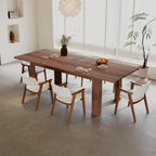 Expandable Dining Table for 6-10 People, 55" to 86" Wooden Extendable Kitchen Table with Slide-Out Leaf, Modern Rectangular Table for Office Living Room,Brown