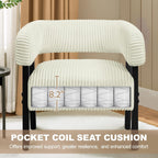 Yaheetech Accent Living Room Chair with Pocket Coiled Seat Set of 1 | Sofa Armchair | Barrel Chair | Corduroy | Comfy | Modern | Small Space | Bedroom | Reading | Beige