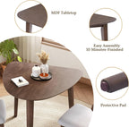 P PURLOVE Modern 3 Piece Table Set, Triangular Table and 2 Curved Wood Chairs for Living Room, Dining Room, Kitchen, Small Space, Minimalist Space-Saving (Brown and Grey)