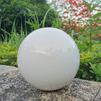 White Gazing Globe Mirror Ball in Stainless Steel, Shiny Hollow Sphere Sparkling Housewarming Outdoor Party Ornament (White, 8 inches)