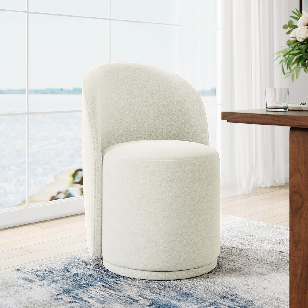 Swivel Barrel Dining Chairs, Upholstered Modern Accent Chair for Living Room, Bedroom, Makeup Vanity, Dining Room, Kitchen (Swivel Fabric Cream White, Set of 6)