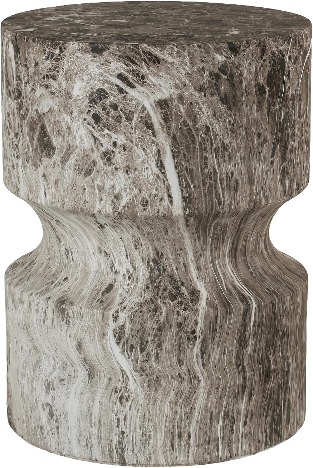 Modern End Table Cylindrical Side Table for Living Room,Farmhouse Nightstand with Faux Marble Texture and Magnesium Oxide Material for Small Space Living Room, Bedroom