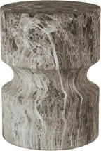 Modern End Table Cylindrical Side Table for Living Room,Farmhouse Nightstand with Faux Marble Texture and Magnesium Oxide Material for Small Space Living Room, Bedroom
