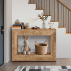 47" Farmhouse Console Table - Long Sofa Table Behind Couch, Wooden Entryway Table for Living Room, Hallway, Entrance, Rustic Rectangular Design, Natural Color